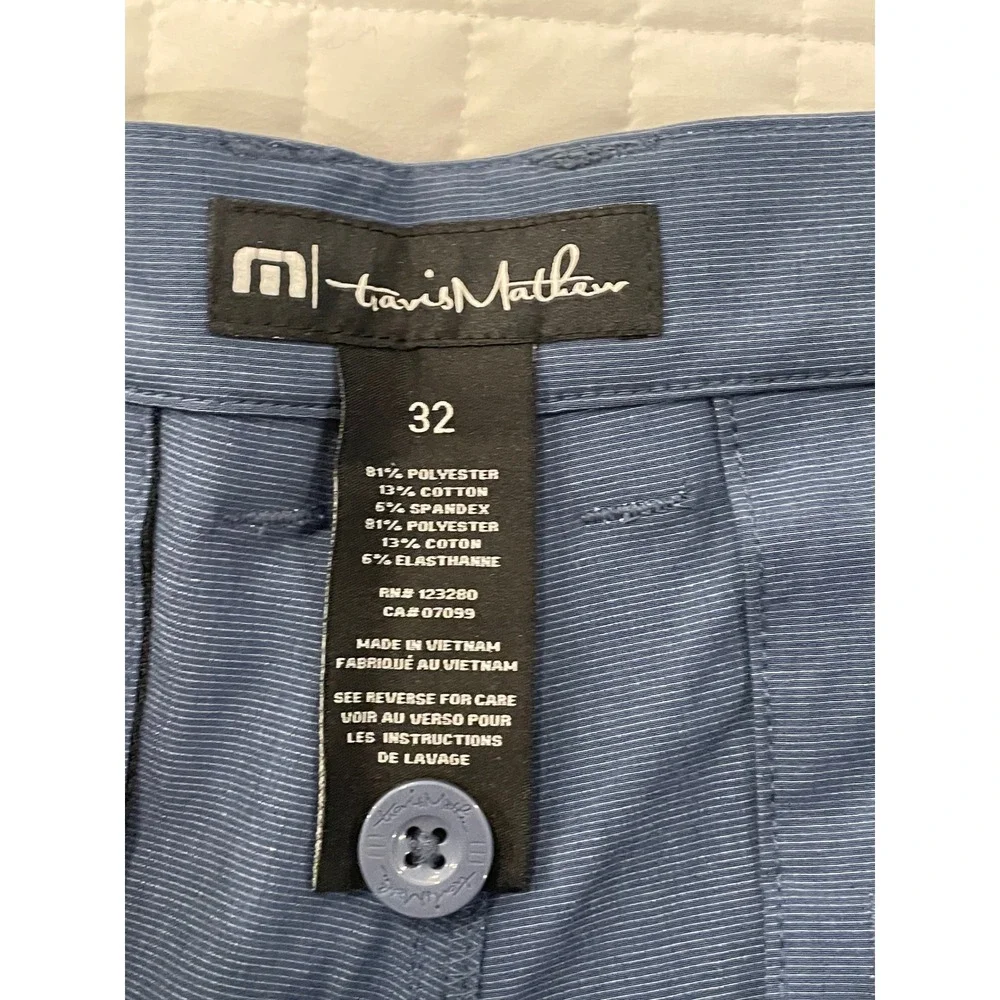 Travis Mathew Men's Blue Striped‎ Golf Shorts Size 32 Performance Stretch